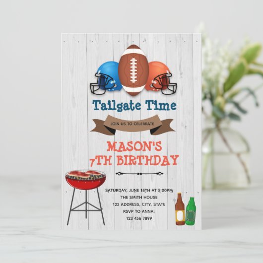 Uitnodiging voor een tailgate-feest (Staand voorkant)