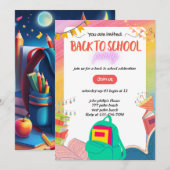 uitnodiging voor een terug naar school feestje (Voorkant / Achterkant)