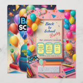 uitnodiging voor een terug-naar-schoolfeest (Voorkant / Achterkant)