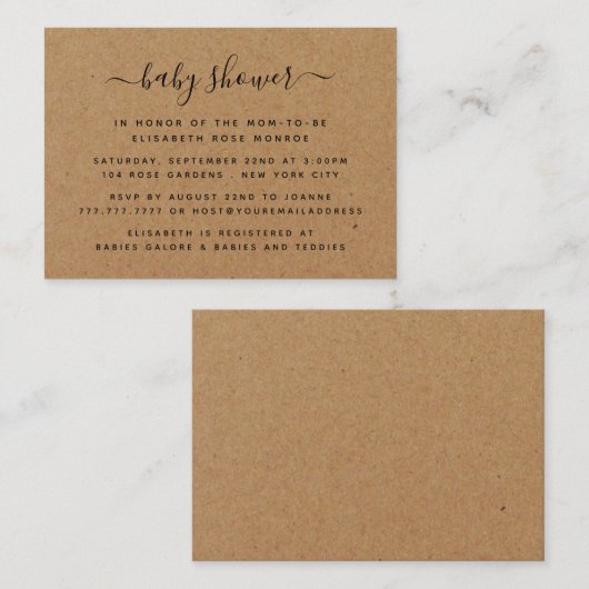 Uitnodiging voor een Ticket Baby shower van het Oo (Voorkant / Achterkant)