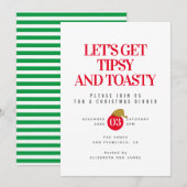 Uitnodiging voor een Tipsy en Toasty kerstdiner (Voorkant / Achterkant)