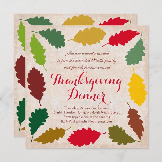 Uitnodiging voor een traditioneel Thanksgiving din (Voorkant / Achterkant)