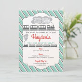 Uitnodiging voor een treinverjaardagsfeestje,  (Staand voorkant)