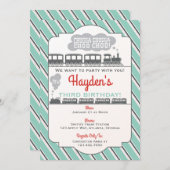 Uitnodiging voor een treinverjaardagsfeestje,  (Voorkant / Achterkant)