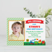 Uitnodiging voor een treinverjaardagsfeestje aan b (Staand voorkant)