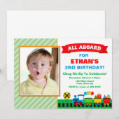 Uitnodiging voor een treinverjaardagsfeestje aan b (Voorkant / Achterkant)