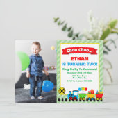 Uitnodiging voor een treinverjaardagsfeestje Choo  (Staand voorkant)