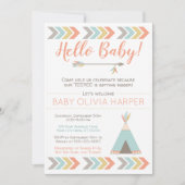 uitnodiging voor een tribaal Baby shower | tipi-st (Voorkant)