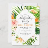Uitnodiging voor een tropisch bloemen verjaardagsf (Voorkant)