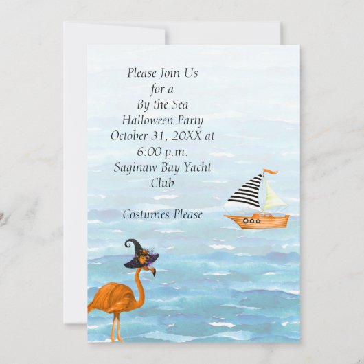 Uitnodiging voor een tropisch Halloween feest (Achterkant)