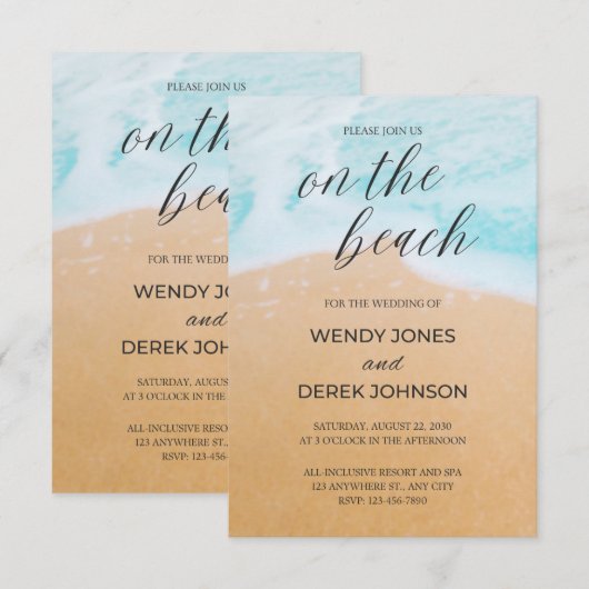 Uitnodiging voor een tropisch strandhuwelijk (Voorkant / Achterkant)