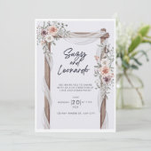 Uitnodiging voor een trouwe bloemenbruiloft (Staand voorkant)
