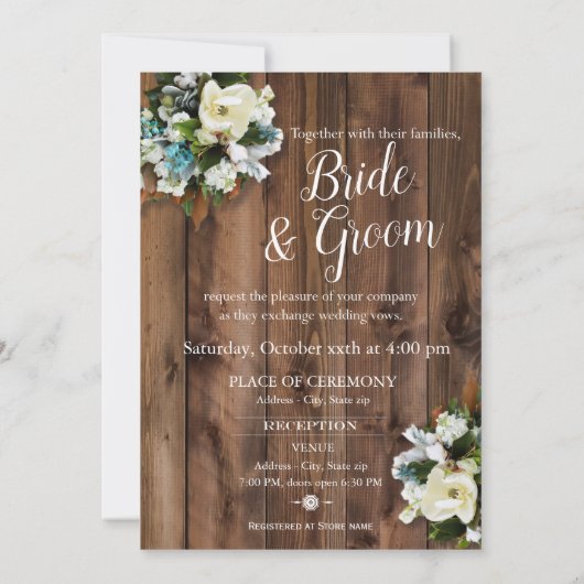 Uitnodiging voor een trouwe bruiloft met Magnolia (Achterkant)