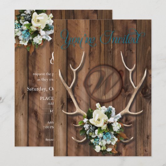 Uitnodiging voor een trouwe bruiloft met Magnolia (Voorkant / Achterkant)