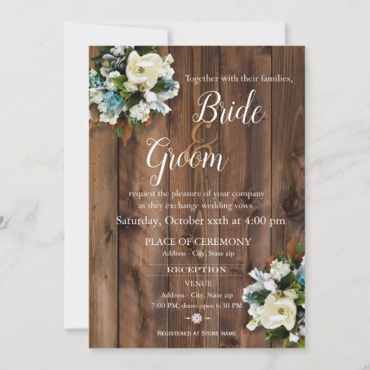 Uitnodiging voor een trouwe bruiloft met Magnolia (Achterkant)