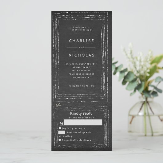 Uitnodiging voor een trouwe bruiloft met trsvp (Staand voorkant)