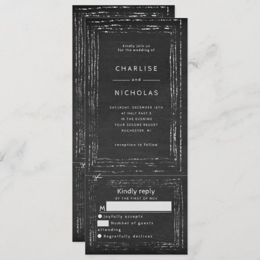 Uitnodiging voor een trouwe bruiloft met trsvp (Voorkant / Achterkant)