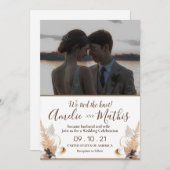 Uitnodiging voor een trouwe elegant met fotobruilo (Voorkant / Achterkant)