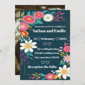 Uitnodiging voor een trouwe florale bruiloft (Voorkant / Achterkant)