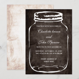 uitnodiging voor een trouwe mason jar bruiloft