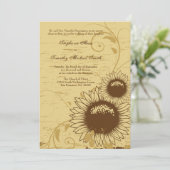 Uitnodiging voor een trouwe zonnebloem-bruiloft (Staand voorkant)