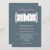 Uitnodiging voor een trouwerij met gokautomaat. (Voorkant / Achterkant)