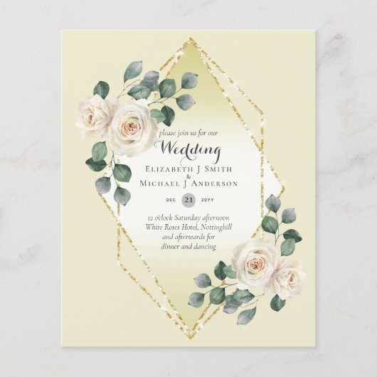 Uitnodiging voor een trouwfeest met witte roos dia flyer (Voorkant)