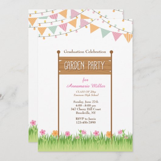 Uitnodiging voor een tuinfeest #2 (Voorkant / Achterkant)