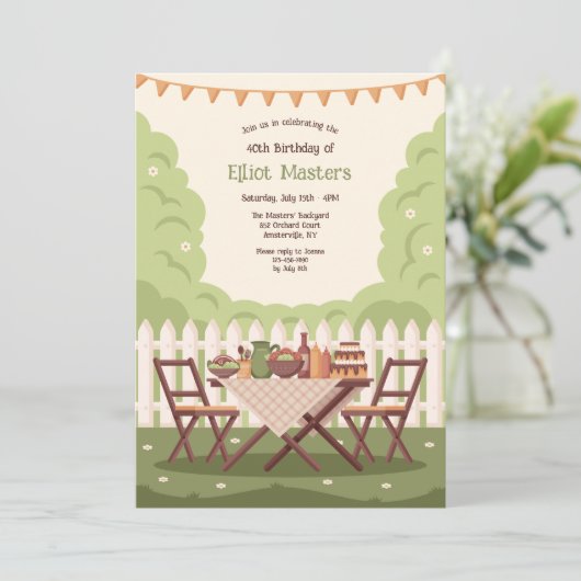 Uitnodiging voor een tuinpartij (Staand voorkant)