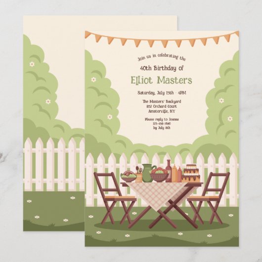 Uitnodiging voor een tuinpartij (Voorkant / Achterkant)