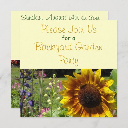 Uitnodiging voor een tuinpartij (Voorkant / Achterkant)