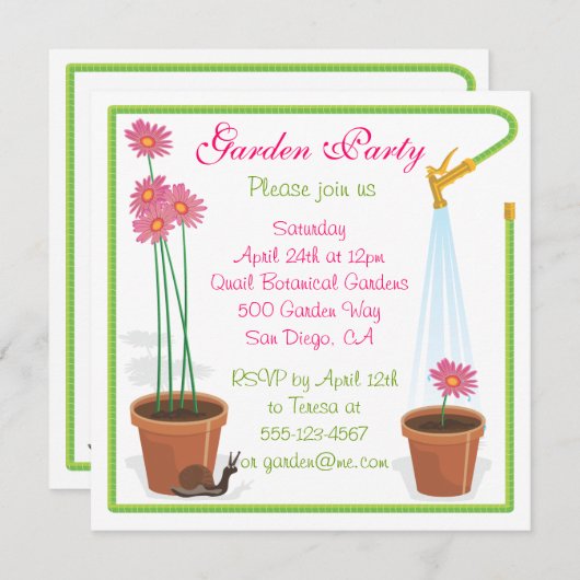 Uitnodiging voor een tuinpartij (Voorkant / Achterkant)