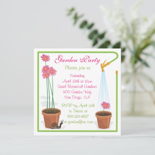 Uitnodiging voor een tuinpartij (Staand voorkant)