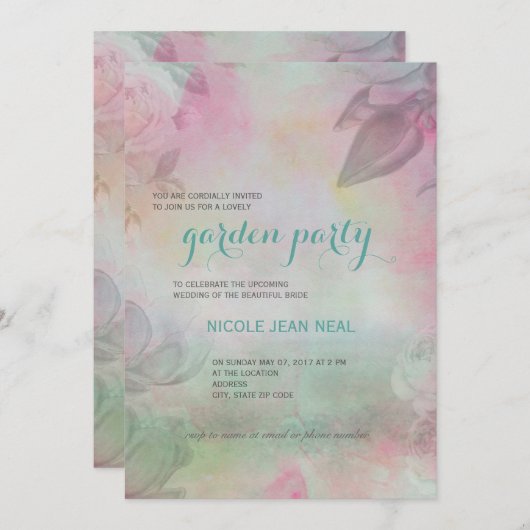 Uitnodiging voor een tuinpartij (Voorkant / Achterkant)