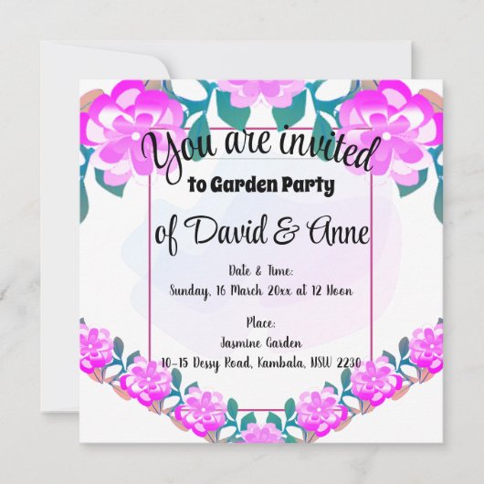 Uitnodiging voor een tuinpartij (Voorkant)