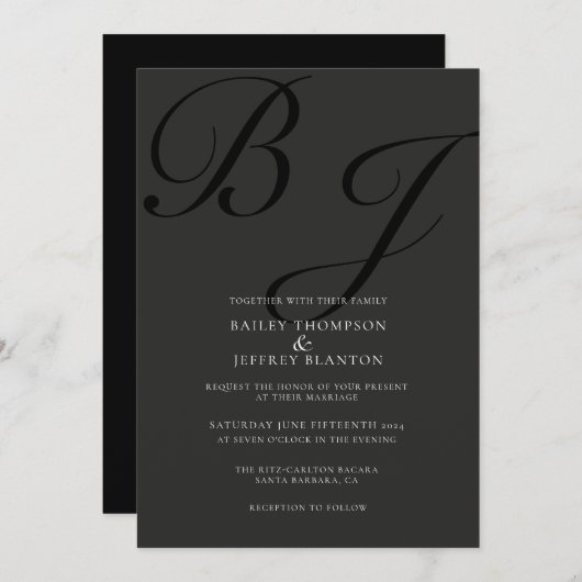 Uitnodiging voor een tweedaagse classic monogram z (Voorkant / Achterkant)