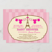 uitnodiging voor een tweelingse Baby shower eiffel (Voorkant / Achterkant)