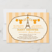 uitnodiging voor een tweelingse Baby shower eiffel (Voorkant)