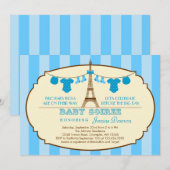 uitnodiging voor een tweelingse Baby shower eiffel (Voorkant / Achterkant)