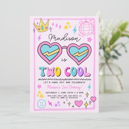 Uitnodiging voor een 'Two Cool' 2de verlichting me (Staand voorkant)