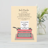 Uitnodiging voor een Type writer Retirement Party (Staand voorkant)