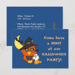 Uitnodiging voor een Uil Halloween Feest