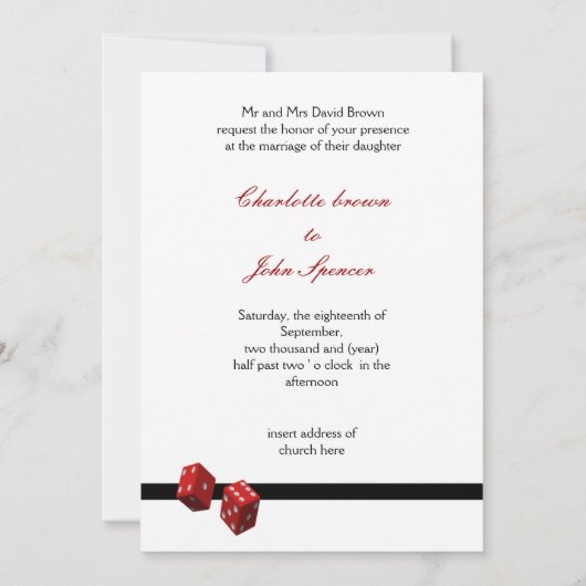 uitnodiging voor een vegas - bruiloft (Achterkant)