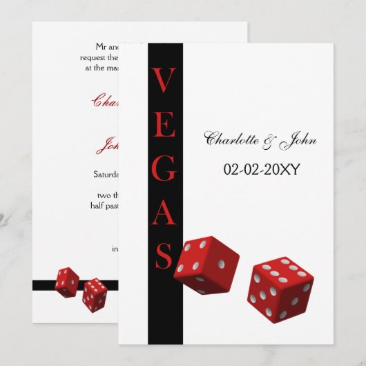 uitnodiging voor een vegas - bruiloft (Voorkant / Achterkant)