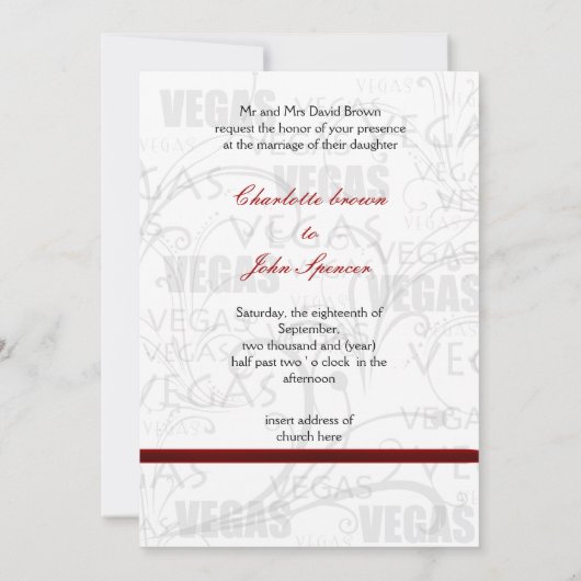 uitnodiging voor een vegas - bruiloft (Achterkant)