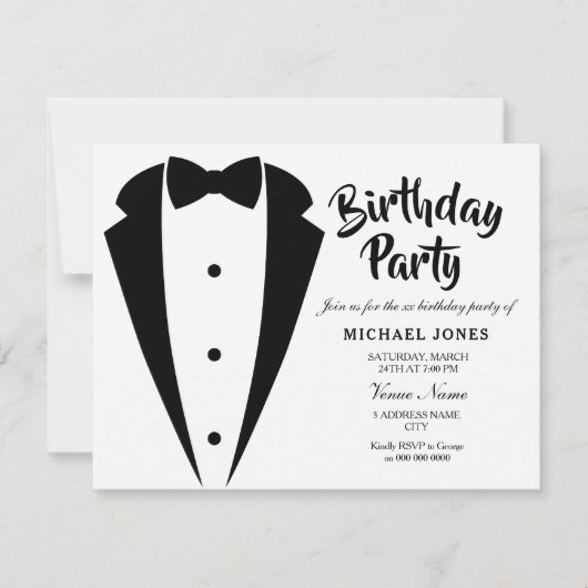 Uitnodiging voor een verfijnd verjaardagsfeest met (Voorkant)