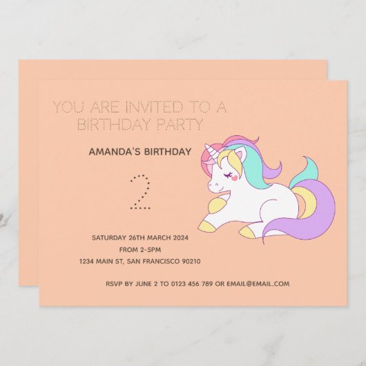 Uitnodiging voor een verjaardagsfeest met een leuk (Voorkant / Achterkant)