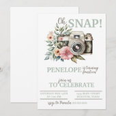  uitnodiging voor een verjaardagsfeest met Floral (Voorkant / Achterkant)