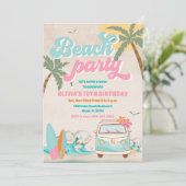 Uitnodiging voor een verjaardagsfeest op het stran (Staand voorkant)
