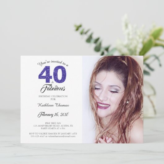 Uitnodiging voor een verjaardagsfeestje 40 en Fabu (Staand voorkant)